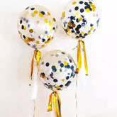 5x Black Gold Confetti Balloon Birthday Party Celebration Event Decoration Latex Helium Balloon
